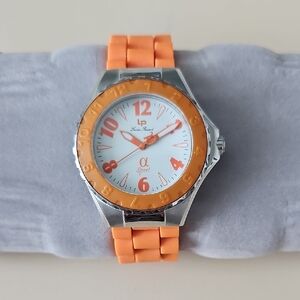 Lucien Piccard Orange and Silver Sport Watch